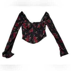 Garage Floral Long Sleeve Aria Bustier Corset Top Size Small